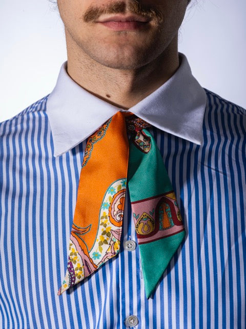 silk scarf 2/5 “orange turquoise”